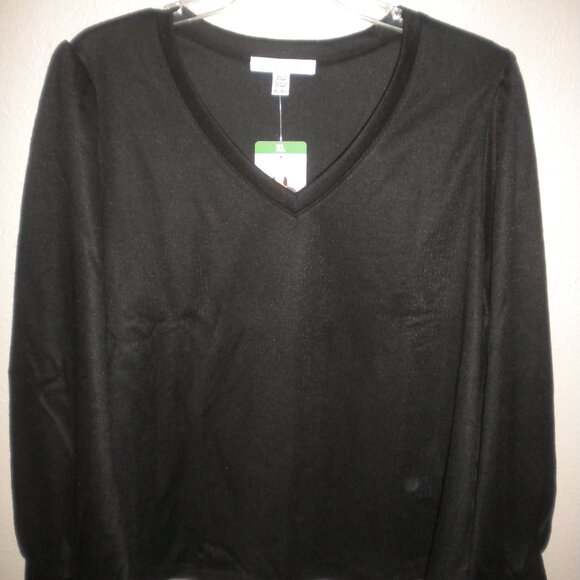 Fever Womens Plus Size XXL Black V Neck Long Sleeve Sweater NWT - Picture 2 of 5
